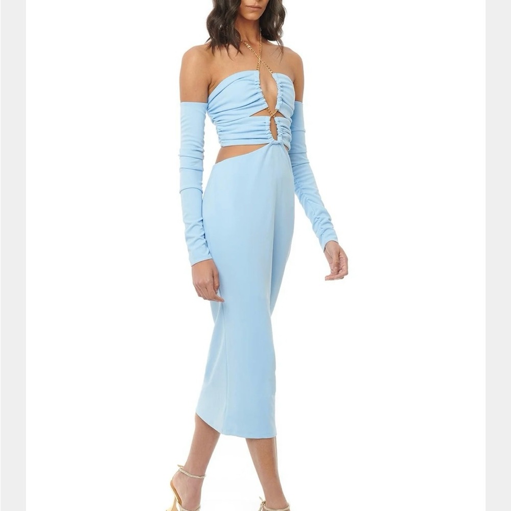 Chic Light Blue Long Sleeve Dress - Picture 2 of 4